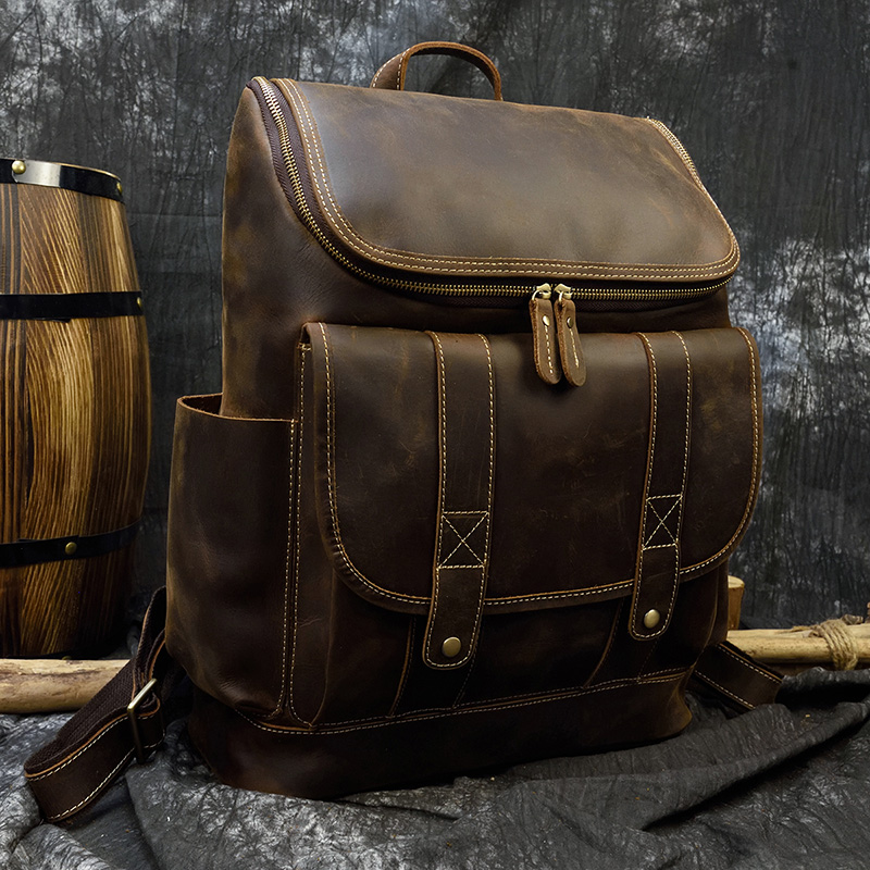Laptop Bag Leather 15 - Вместительный винтажный кожаный рюкзак для ноутбука,