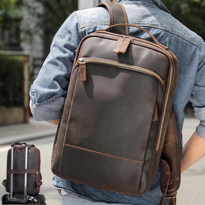 Laptop Bag Leather 15 - Рюкзак Luufan унисекс из натуральной кожи